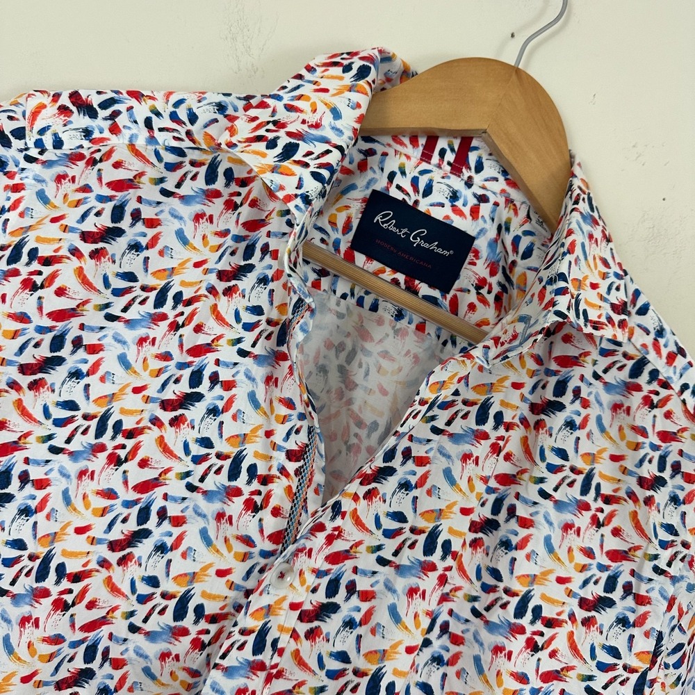 Robert Graham Langston Shirt Multicolor Abstract Cotton Button Up Mens Medium